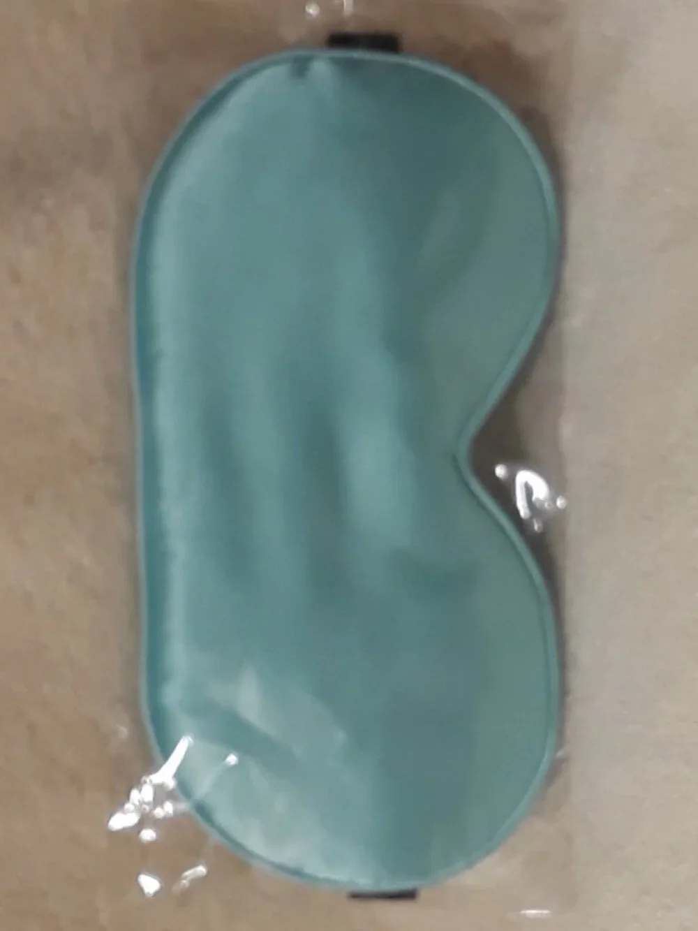 Sleep Mask Light green/aqua satin feel with black elastic strap
